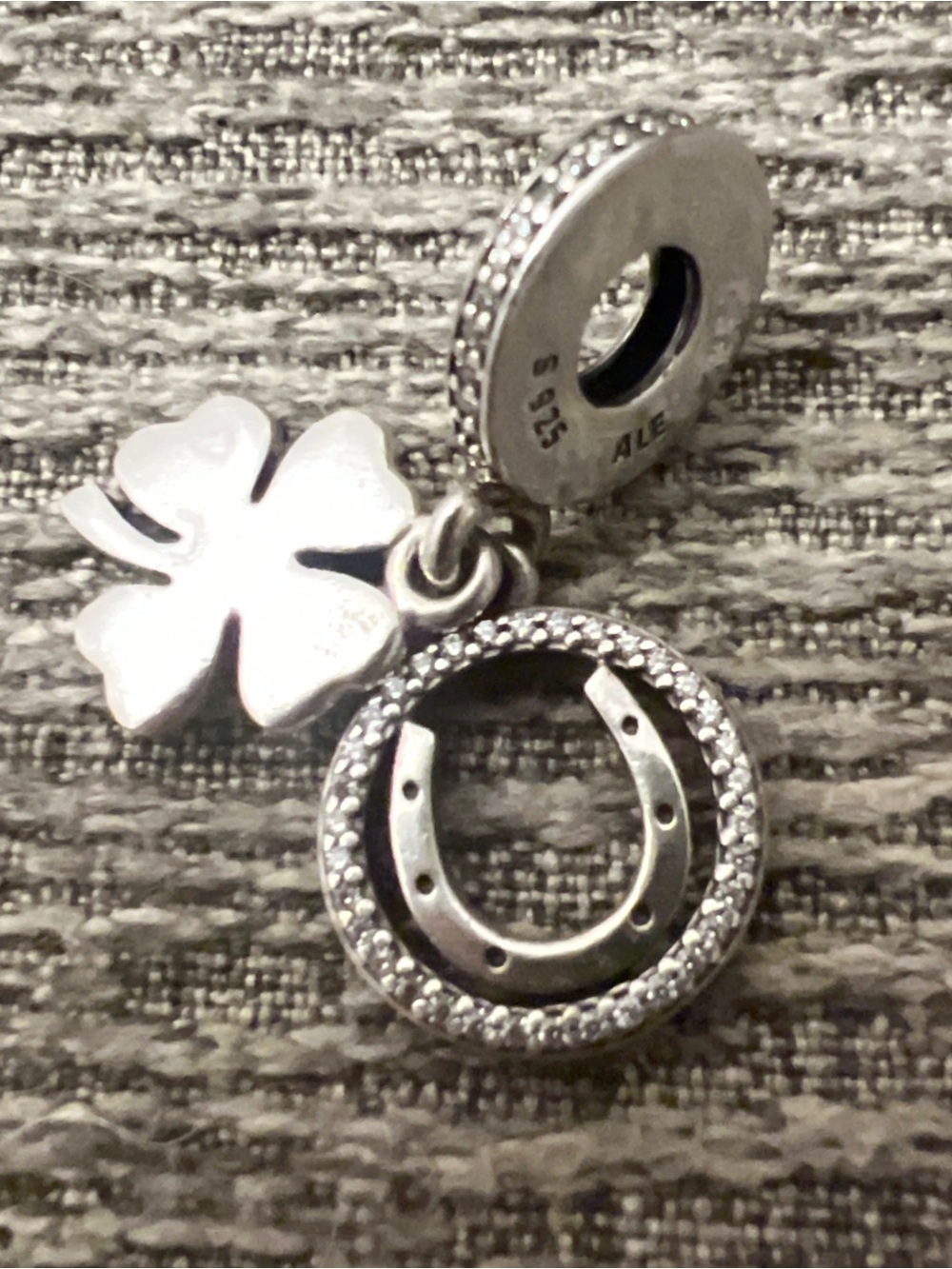 Pandora Authentic Vintage Luck Charm Sterling 925 ALE Crystal 4 Leaf Clover